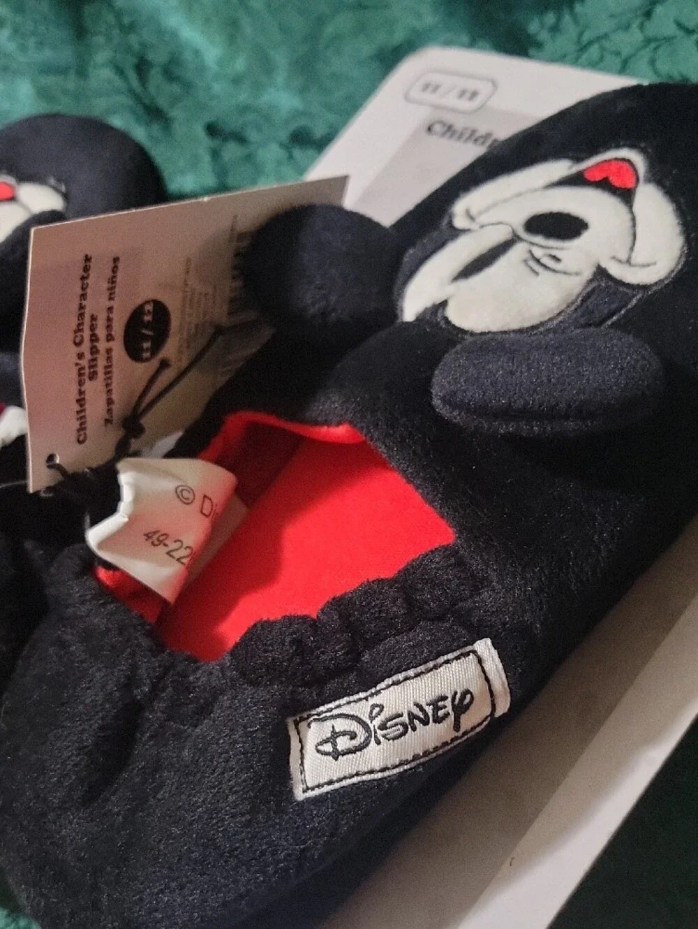 Disney Mickey Mouse Black and Red Plush Kids Slippers